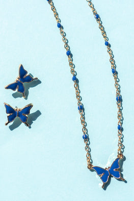 Butterfly Blues Necklace/Earring Set