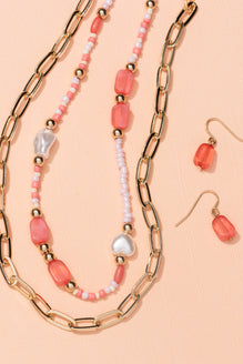 Type 1 Raspberry Cream Necklace/Earring Set