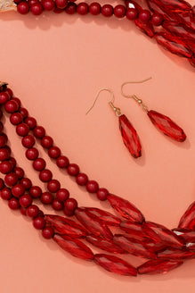 Type 3 Ruby Rose Necklace/Earring Set