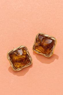 Locked in Amber Earrings