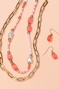 Type 1 Raspberry Cream Necklace/Earring Set